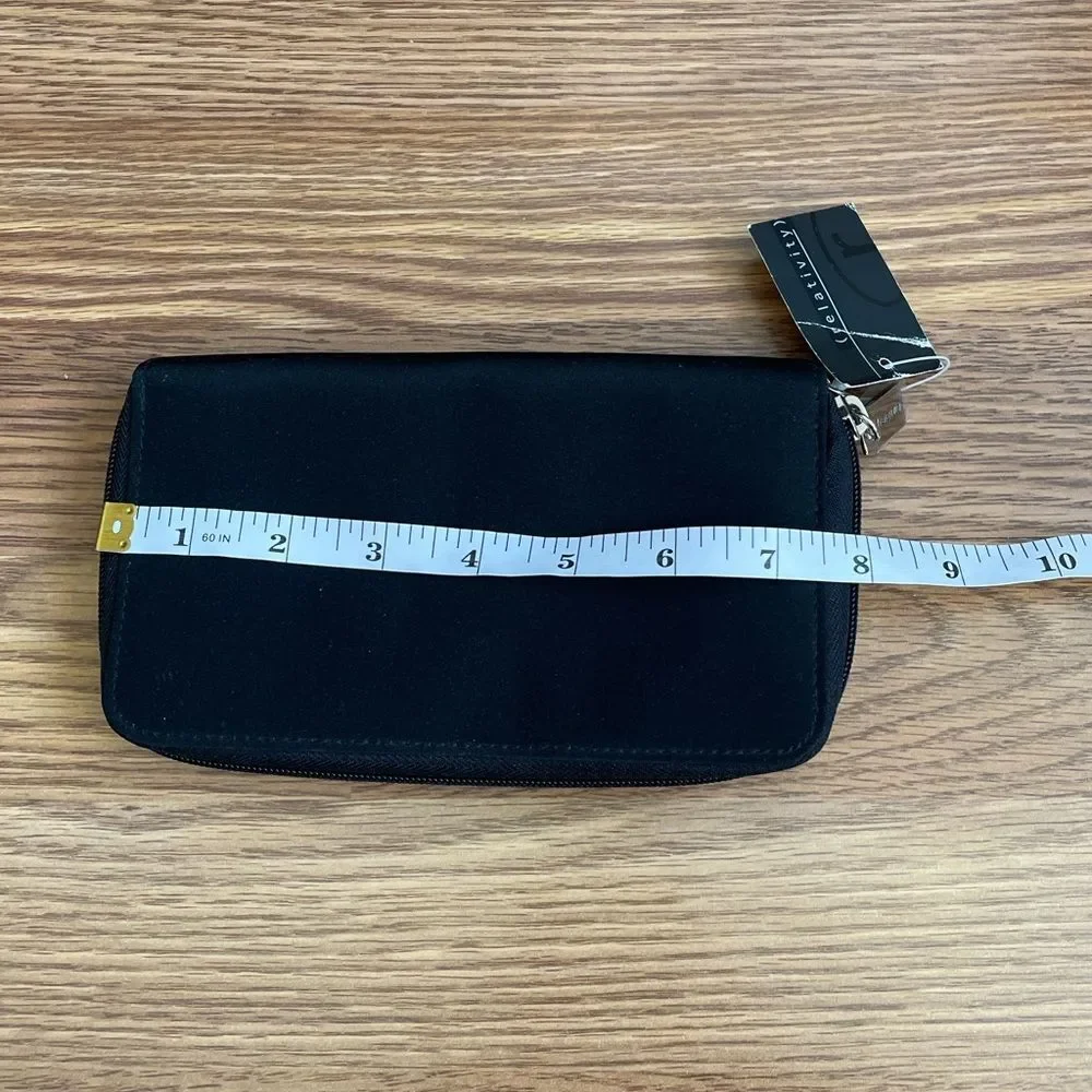Relativity Zip Travel Card Wallet Black NWT